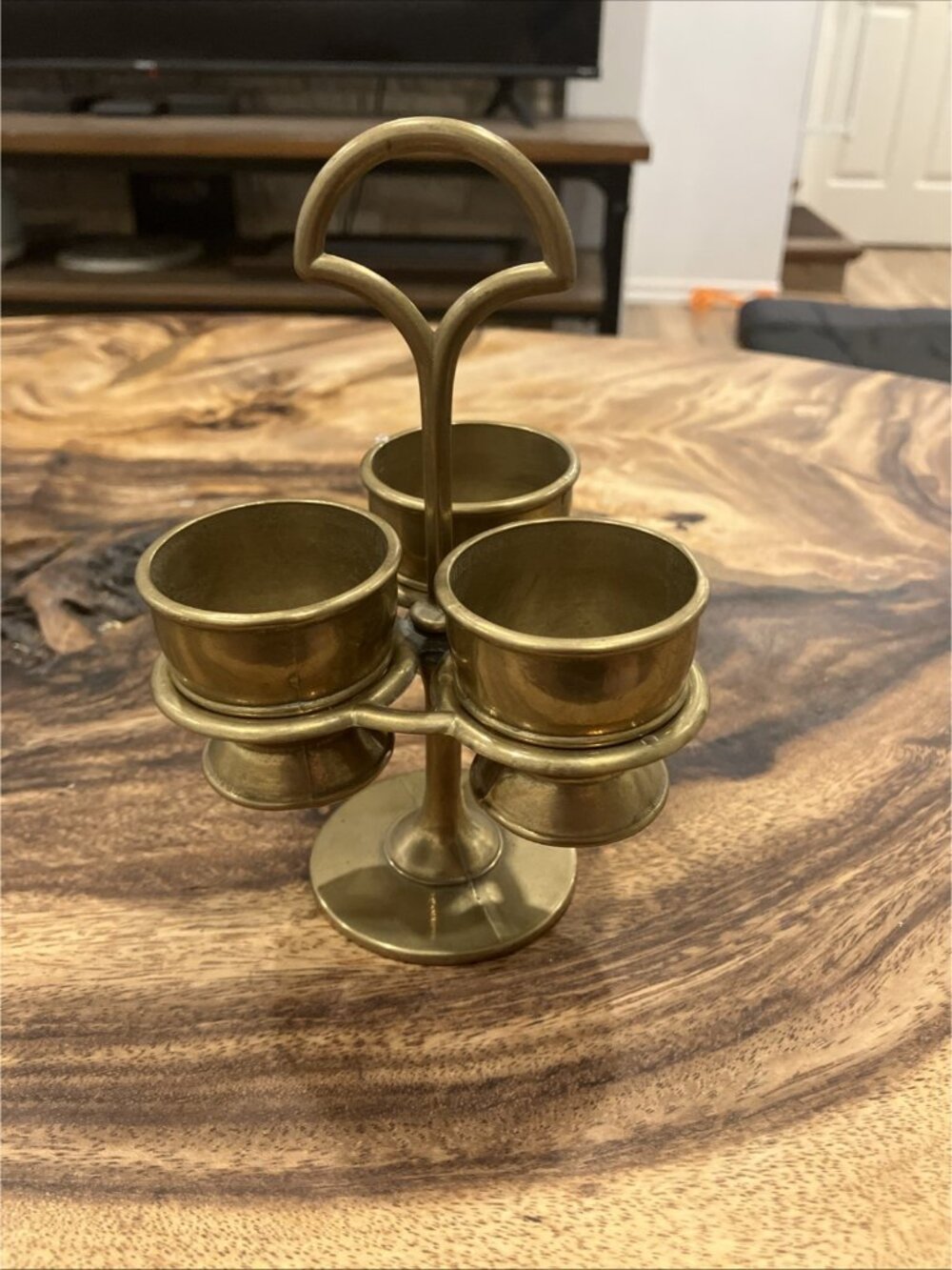 Vintage Brass Condiment / Egg Caddy Holder